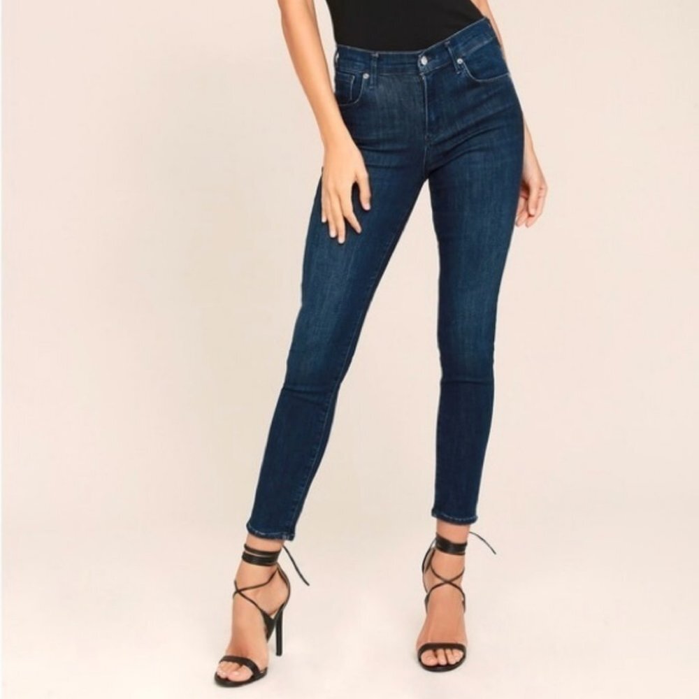 Agolde Revolve High Rise Sophie Skinny‎ Jeans Dark Blue Size 24 Revolve Stretch